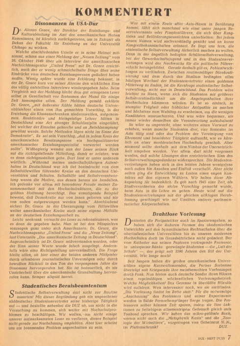 Sig 122b Deutsche Universitätszeitung 1949 Seite 7 -geschnitten